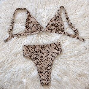 Kavala Collective cheetah Kalani bikini top and Laie bikini bottom, XS